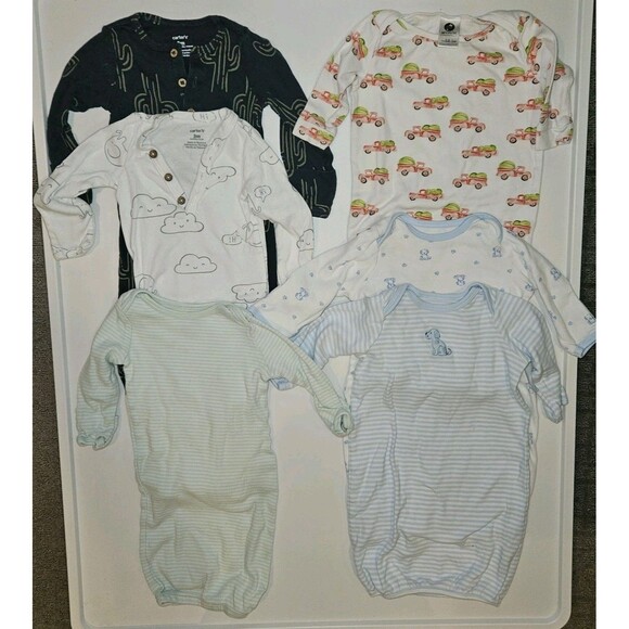 Five Carter's And Other Baby Sleeper Gowns, Size Newborn/0-3 Months - Picture 1 of 6